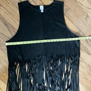 Black Fringe faux suede vintage boho Vest